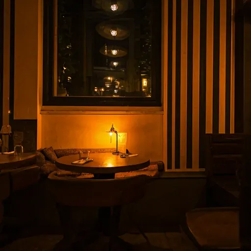 Cozy interior of an Italian restaurant at night